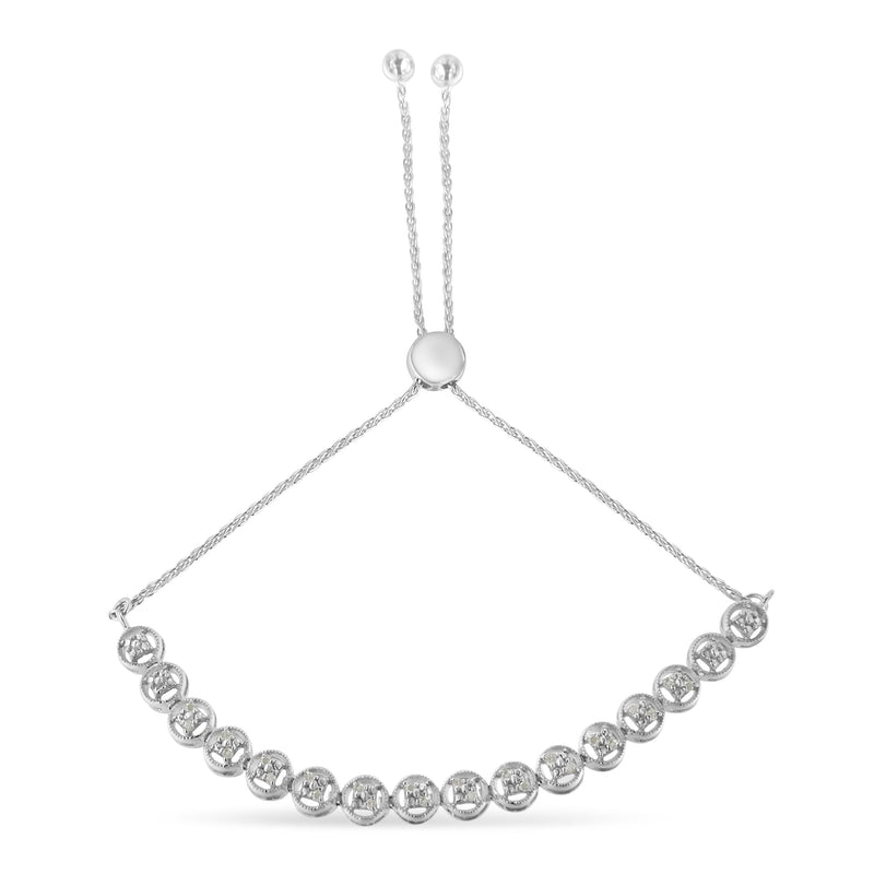 Bids.com .925 Sterling Silver 1/4 cttw Round-cut Diamond Bolo Bracelet (I-J Color, I3 Clarity) Bracelets White Smoke White.Sterling Silver / 7