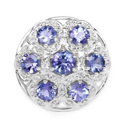 Bids.com 2.00 Carat Genuine Tanzanite and White Zircon .925 Sterling Silver Ring Rings White Smoke size 7.00,size 5.00,size 6.00,size 8.00,size 9.00
