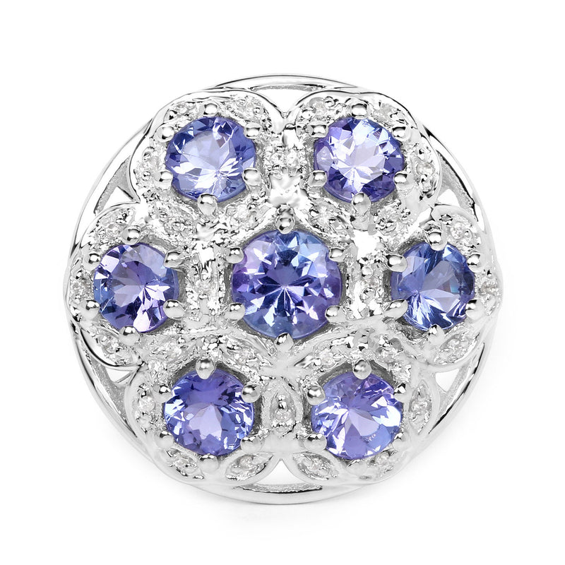 Bids.com 2.00 Carat Genuine Tanzanite and White Zircon .925 Sterling Silver Ring Rings White Smoke size 7.00,size 5.00,size 6.00,size 8.00,size 9.00