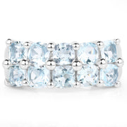 Bids.com 3.60 Carat Genuine  Blue Topaz .925 Sterling Silver Ring Rings White Smoke size 8.00,size 6.00,size 7.00,size 5.00,size 9.00