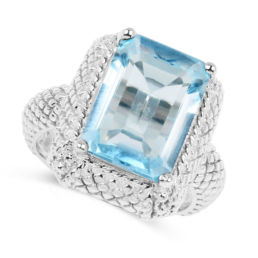 Bids.com 9.25 Carat Genuine Blue Topaz .925 Sterling Silver Ring Rings White Smoke size 6.00,size 7.00,size 8.00,size 9.00