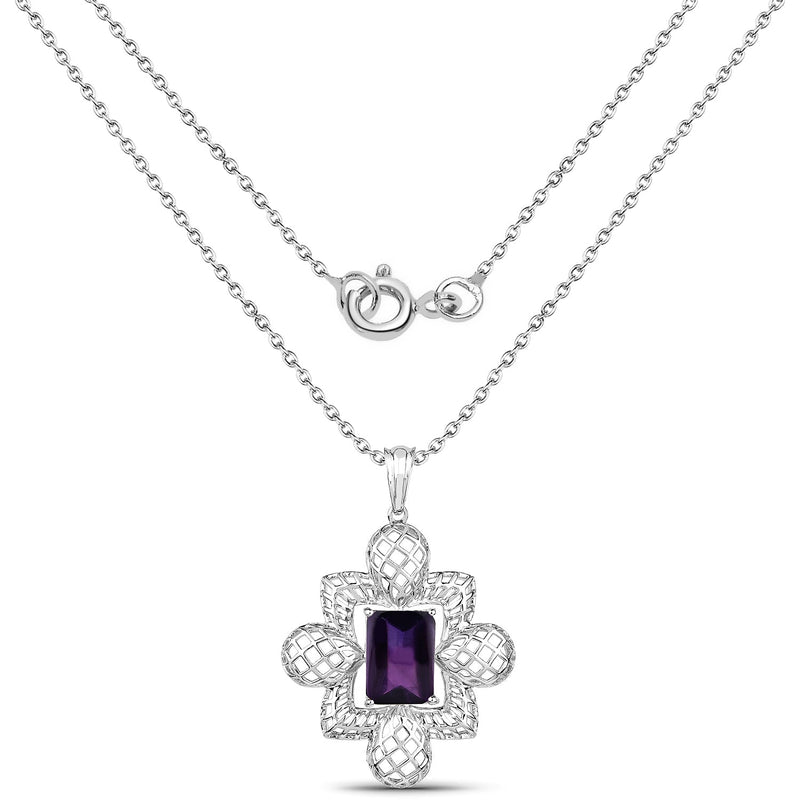 Bids.com 7.80 Carat Genuine Amethyst .925 Sterling Silver Pendant Pendants White Smoke