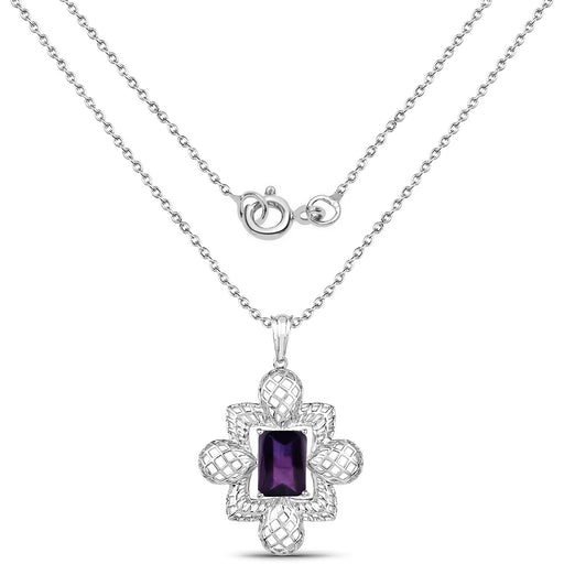 Bids.com 7.80 Carat Genuine Amethyst .925 Sterling Silver Pendant Pendants White Smoke