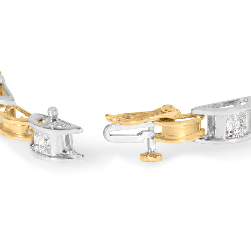 Bids.com 14K Two-Tone Gold 1.00 Cttw Princess-Cut Diamond Chain Link 7" Bracelet (H-I Color, SI1-SI2 Clarity) Bracelets White Smoke YellowWhite.Gold / 7