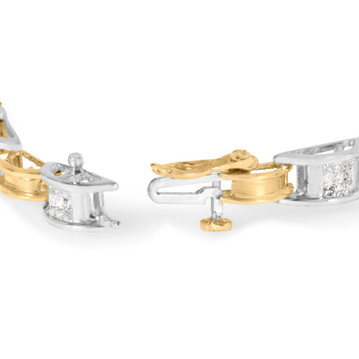 Bids.com 14K Two-Tone Gold 1.00 Cttw Princess-Cut Diamond Chain Link 7" Bracelet (H-I Color, SI1-SI2 Clarity) Bracelets White Smoke YellowWhite.Gold / 7