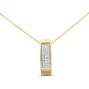 Bids.com 14K Yellow Gold 1/2 Cttw Invisible Set Princess Cut Diamond Vertical Bar Block Pendant 18" Necklace (H-I Color, SI2-I1 Clarity) Necklaces White Smoke Yellow.Gold / 18,White.Gold / 18