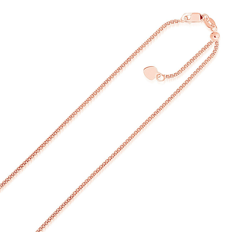 Bids.com 14k Rose Gold Adjustable Popcorn Chain 1.3mm Necklaces White Smoke 22 / Rose Gold