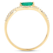 Bids.com 0.32 Carat Genuine Zambian Emerald and White Diamond 14K Yellow Gold Ring Rings White Smoke size 7.00,size 6.00,size 8.00,size 5.00,size 9.00