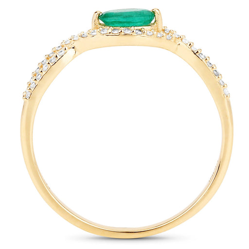 Bids.com 0.32 Carat Genuine Zambian Emerald and White Diamond 14K Yellow Gold Ring Rings White Smoke size 7.00,size 6.00,size 8.00,size 5.00,size 9.00