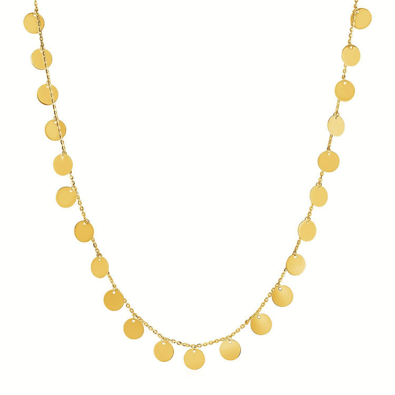 Bids.com Choker Necklace with Polished Discs in 14k Yellow Gold Necklaces White Smoke 16 / Yellow Gold