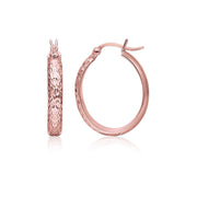 Bids.com 14k Rose Gold Hammered Oval Hoop Earrings Earrings White Smoke Rose Gold