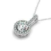 Bids.com 14k White Gold Diamond Halo Round Style Pendant (5/8 cttw) Necklaces White Smoke 18 / White Gold