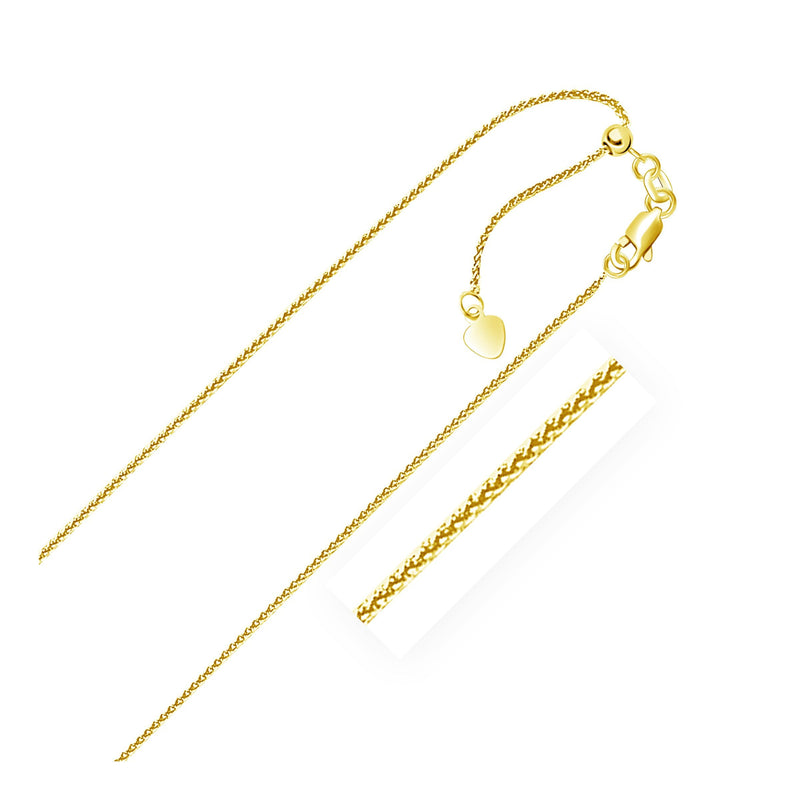 Bids.com 14k Yellow Gold Adjustable Wheat Chain 1.0mm Necklaces White Smoke 22 / Yellow Gold,30 / Yellow Gold