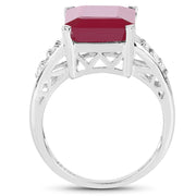 Bids.com 7.26 Carat Glass Filled Ruby and White Topaz .925 Sterling Silver Ring Rings White Smoke size 5.00,size 10.00,size 6.00,size 7.00,size 8.00,size 9.00