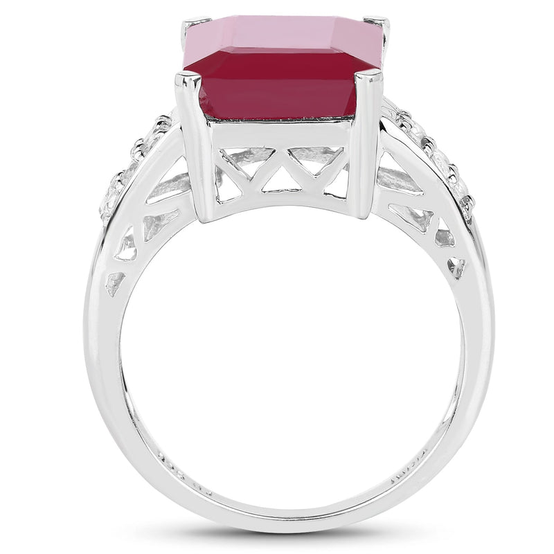 Bids.com 7.26 Carat Glass Filled Ruby and White Topaz .925 Sterling Silver Ring Rings White Smoke size 5.00,size 10.00,size 6.00,size 7.00,size 8.00,size 9.00