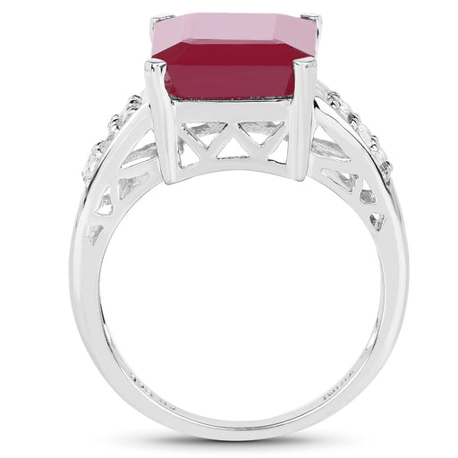 Bids.com 7.26 Carat Glass Filled Ruby and White Topaz .925 Sterling Silver Ring Rings White Smoke size 5.00,size 10.00,size 6.00,size 7.00,size 8.00,size 9.00