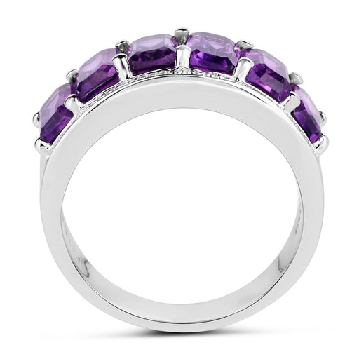 Bids.com 3.30 Carat Genuine Amethyst .925 Sterling Silver Ring Rings White Smoke size 6.00,size 7.00,size 8.00,size 5.00,size 9.00