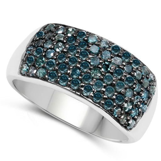 Bids.com 1.17 Carat Genuine Blue Diamond .925 Sterling Silver Ring Rings White Smoke size 7.00,size 6.00,size 8.00,size 9.00