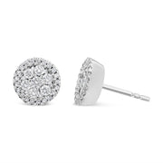 Bids.com 14K White Gold 1.0 Cttw Brilliant-Cut Diamond Halo-Style Cluster Round Button Stud Earrings (H-I Color, I1-I2 Clarity) Earrings White Smoke White.Gold / 1