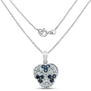 Bids.com 2.73 Carat Genuine Blue Sapphire and Aquamarine .925 Sterling Silver Pendant Pendants White Smoke
