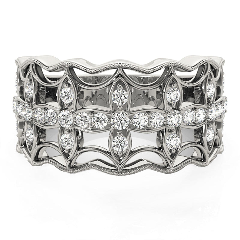 Bids.com Diamond Studded Four Leaf Clover Motif Ring in 14k White Gold (1/4 cttw) Rings White Smoke 3 / White Gold,3.5 / White Gold,4 / White Gold,4.5 / White Gold,5 / White Gold,5.5 / White Gold,6 / White Gold,6.5 / White Gold,7 / White Gold,7.5 / White Gold,8 / White Gold,8.5 / White Gold,9 / White Gold