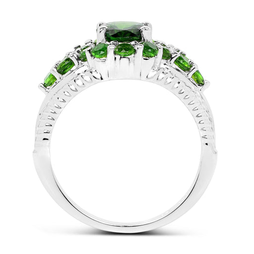 Bids.com 2.28 Carat Genuine Chrome Diopside .925 Sterling Silver Ring Rings White Smoke size 9.00,size 5.00,size 6.00,size 7.00,size 8.00,size 10.00