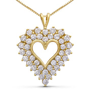 Bids.com 14K Yellow Gold Plated .925 Sterling Silver 4.0 Cttw Diamond Shadow Frame Heart 18" Pendant Necklace (J-K Color, I1-I2 Clarity) Necklaces White Smoke Yellow.Sterling Silver / 18