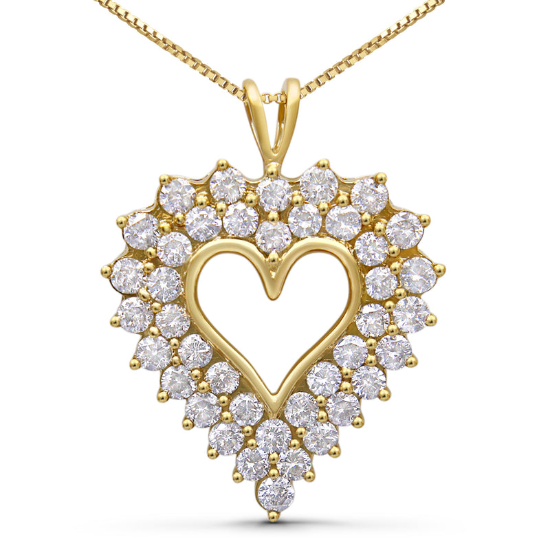Bids.com 14K Yellow Gold Plated .925 Sterling Silver 4.0 Cttw Diamond Shadow Frame Heart 18" Pendant Necklace (J-K Color, I1-I2 Clarity) Necklaces White Smoke Yellow.Sterling Silver / 18