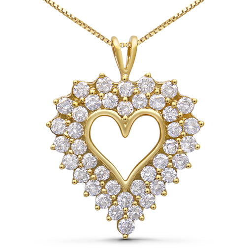Bids.com 14K Yellow Gold Plated .925 Sterling Silver 4.0 Cttw Diamond Shadow Frame Heart 18" Pendant Necklace (J-K Color, I1-I2 Clarity) Necklaces White Smoke Yellow.Sterling Silver / 18