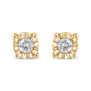 Bids.com 10K Yellow Gold Plated .925 Sterling Silver 1/10 Cttw Round Brilliant-Cut Diamond Miracle-Set Stud Earrings (J-K Color, I3 Clarity) Earrings White Smoke 0.1 / White.Sterling Silver,0.1 / Rose.Sterling Silver,0.1 / Yellow.Sterling Silver