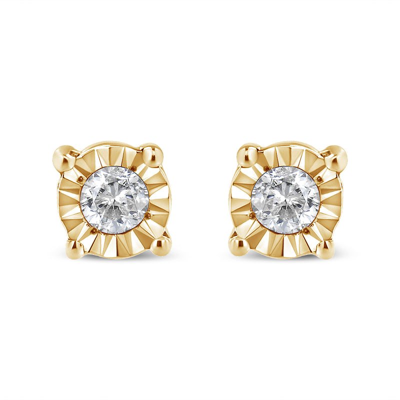 Bids.com 10K Yellow Gold Plated .925 Sterling Silver 1/10 Cttw Round Brilliant-Cut Diamond Miracle-Set Stud Earrings (J-K Color, I3 Clarity) Earrings White Smoke 0.1 / White.Sterling Silver,0.1 / Rose.Sterling Silver,0.1 / Yellow.Sterling Silver