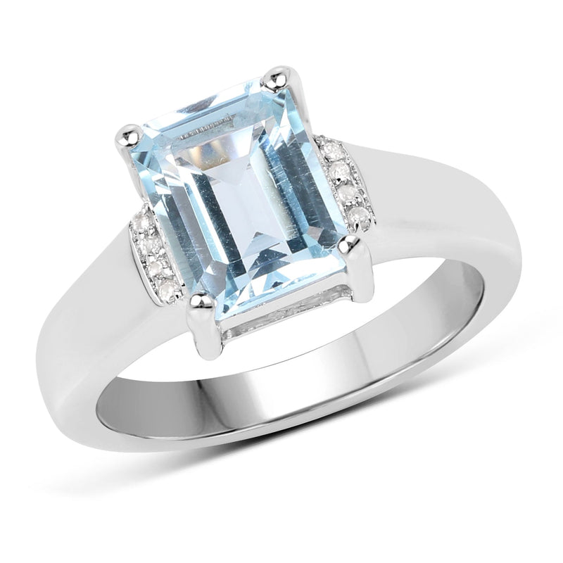 Bids.com 2.64 Carat Genuine Blue Topaz and White Topaz .925 Sterling Silver Ring Rings White Smoke size 6.00,Size 9.00,size 7.00,size 8.00,Size 5.00,9.00,5.00,size 10.00
