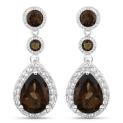 Bids.com 7.34 Carat Genuine Smoky Quartz and White Topaz .925 Sterling Silver Earrings Earrings White Smoke