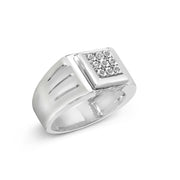 Bids.com .925 Sterling Silver Diamond Accent Miracle-Set 9 Stone Ridged Band Gentlemen's Fashion Ring (I-J Color, I3 Clarity) - Size 10 Rings White Smoke 10 / White.Sterling Silver,9 / White.Sterling Silver,11 / White.Sterling Silver,12 / White.Sterling Silver