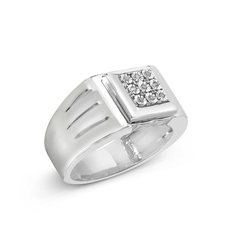 Bids.com .925 Sterling Silver Diamond Accent Miracle-Set 9 Stone Ridged Band Gentlemen's Fashion Ring (I-J Color, I3 Clarity) - Size 10 Rings White Smoke 10 / White.Sterling Silver,9 / White.Sterling Silver,11 / White.Sterling Silver,12 / White.Sterling Silver