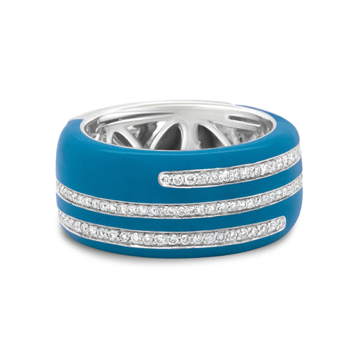 Bids.com .925 Sterling Silver Turquoise Enamel 5/8 Cttw Round Diamond Wide Band Statement Ring (F-G Color, VS1-VS2 Clarity) - Size 7 Rings White Smoke 7 / White.Sterling Silver