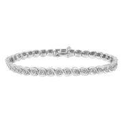 Bids.com .925 Sterling Silver 1.0 cttw Miracle Set Diamond Spiraling Bezel Link Bracelet(I-J Color, I3 Clarity) -7.25" Bracelets White Smoke White.Sterling Silver / 7.25
