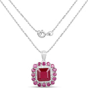 Bids.com 8.48 Carat Glass Filled Ruby and White Topaz .925 Sterling Silver Pendant Pendants White Smoke