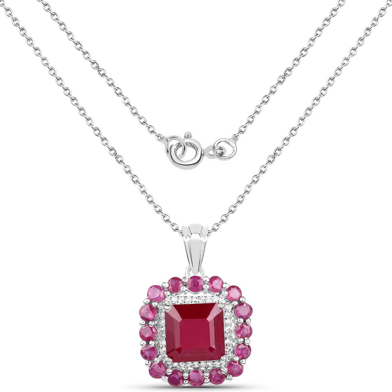 Bids.com 8.48 Carat Glass Filled Ruby and White Topaz .925 Sterling Silver Pendant Pendants White Smoke