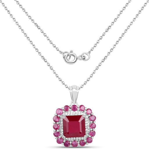 Bids.com 8.48 Carat Glass Filled Ruby and White Topaz .925 Sterling Silver Pendant Pendants White Smoke