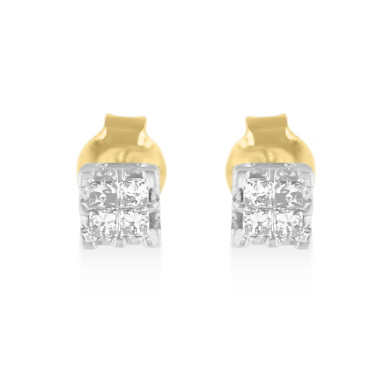 Bids.com 10k Yellow Gold Princess Diamond Quad Stud Earrings (1/4 cttw, J-K Color, I2-I3 Clarity) Earrings White Smoke Yellow.Gold / 0.26