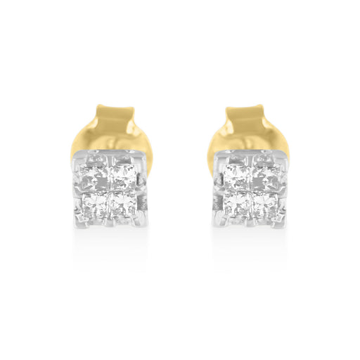 Bids.com 10k Yellow Gold Princess Diamond Quad Stud Earrings (1/4 cttw, J-K Color, I2-I3 Clarity) Earrings White Smoke Yellow.Gold / 0.26