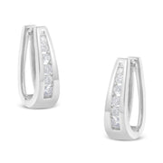 Bids.com 14k White Gold 1/4 Cttw Channel-Set Brilliant Round-Cut Diamond Hoop Earrings (I-J Color, I2-I3 Clarity) Earrings White Smoke White.Gold / 0.25