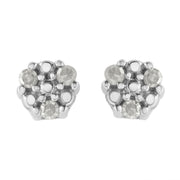 Bids.com .925 Sterling Silver 1/10 cttw Prong Set Round-Cut Trio Diamond Stud Earrings (I-J Color, I3 Clarity) Earrings White Smoke White.Sterling Silver / 0.12