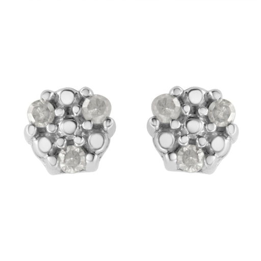 Bids.com .925 Sterling Silver 1/10 cttw Prong Set Round-Cut Trio Diamond Stud Earrings (I-J Color, I3 Clarity) Earrings White Smoke White.Sterling Silver / 0.12