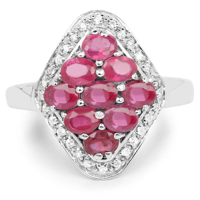 Bids.com 2.12 Carat Genuine Glass Filled Ruby & White Zircon .925 Sterling Silver Ring Rings White Smoke size 6.00,size 7.00,size 9.00,size 8.00,size 5.00,size 10.00