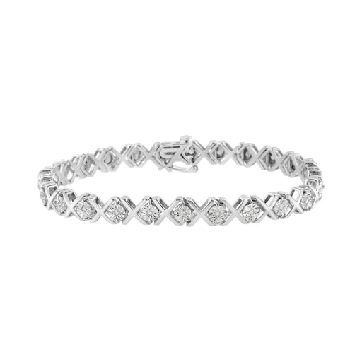 Bids.com .925 Sterling Silver 1/4 Cttw Miracle Set Diamond "X" Link Bracelet (I-J Color, I3 Clarity) - 7.25" Bracelets White Smoke White.Sterling Silver / 7.25