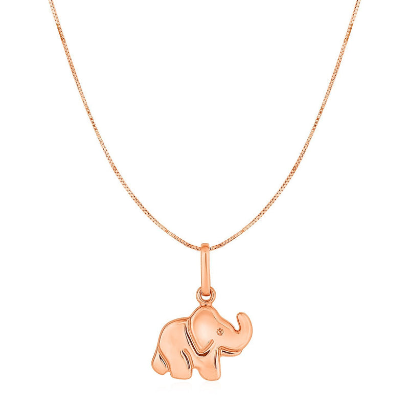 Bids.com Elephant Pendant in 10k Rose Gold Pendants White Smoke Rose Gold