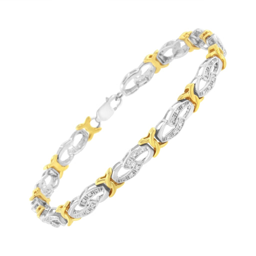 Bids.com 10k Yellow Gold Plated Sterling Silver 1/4 cttw Diamond Infinity and X Link Bracelet (I-J Clarity, I2-I3 Color) - Size 7.25" Bracelets White Smoke YellowWhite.Sterling Silver / 7.25
