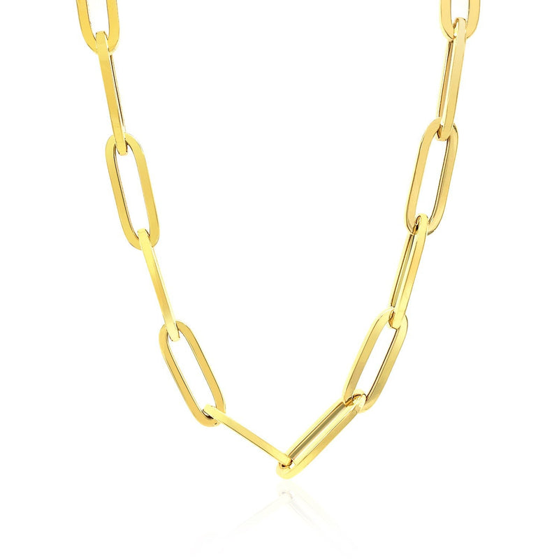 Bids.com 14K Yellow Gold Wide Paperclip Chain (6.1mm) Necklaces White Smoke 18 / Yellow Gold,24 / Yellow Gold,30 / Yellow Gold
